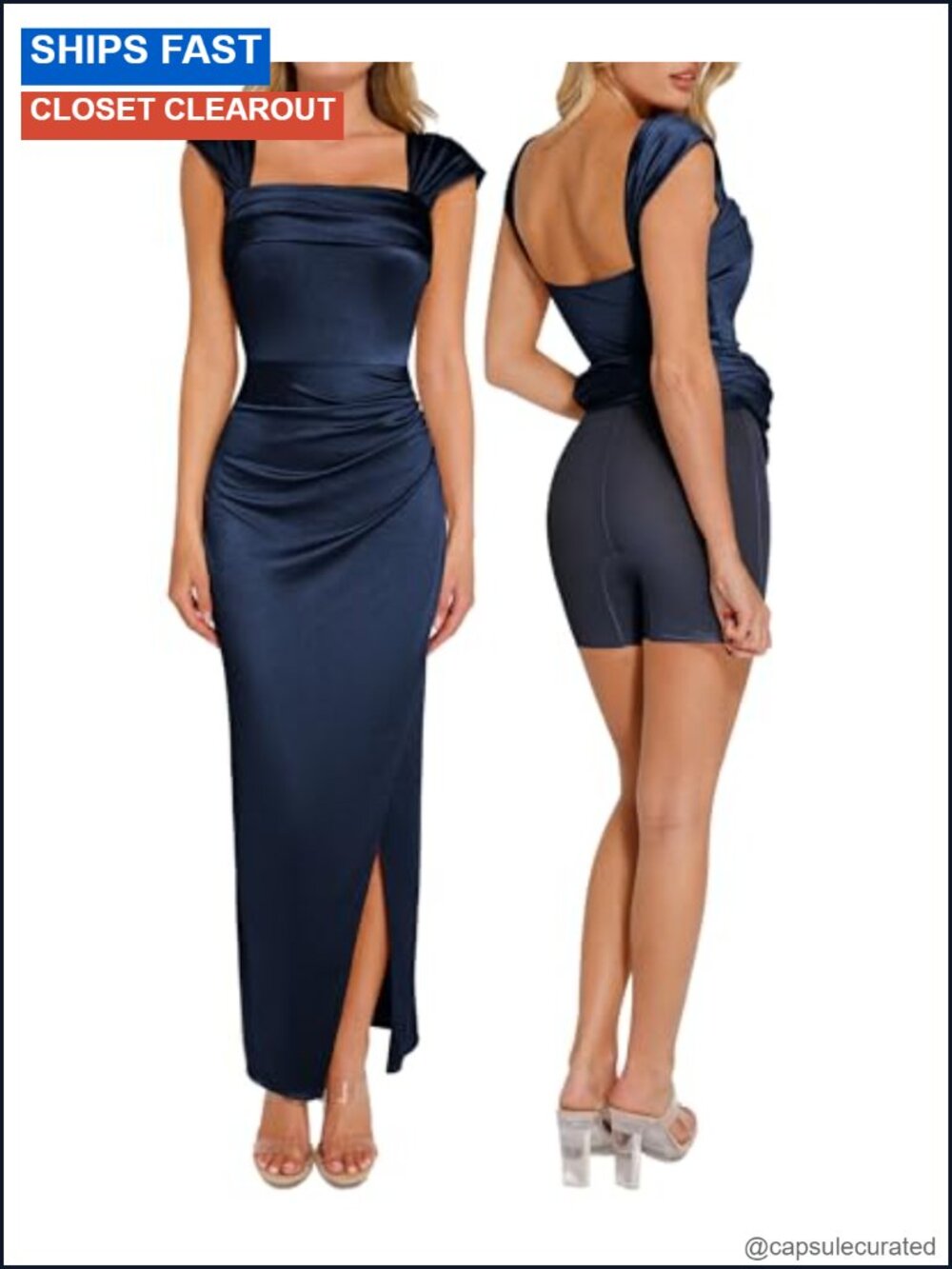 Off Shoulder Shapewear Maxi Dress Sleeveless Bodycon Built-in Tummy Control